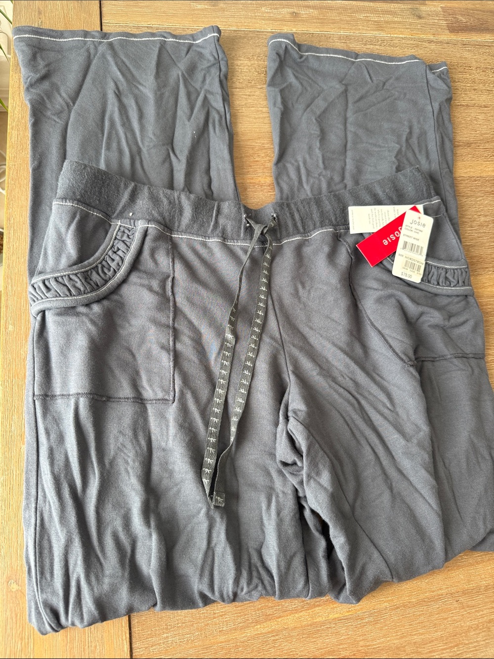 Josie Dark Gray Lounge Pants with Drawstring Size M NWT